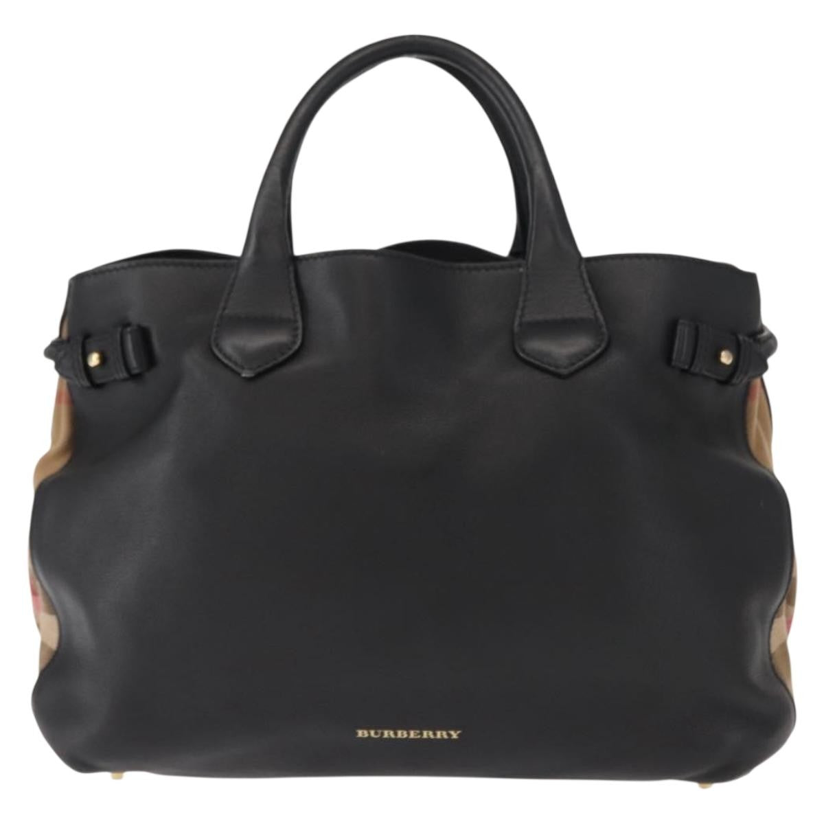 Burberry Banner Tote Leather, BLACK, LEATHER, Tote bag