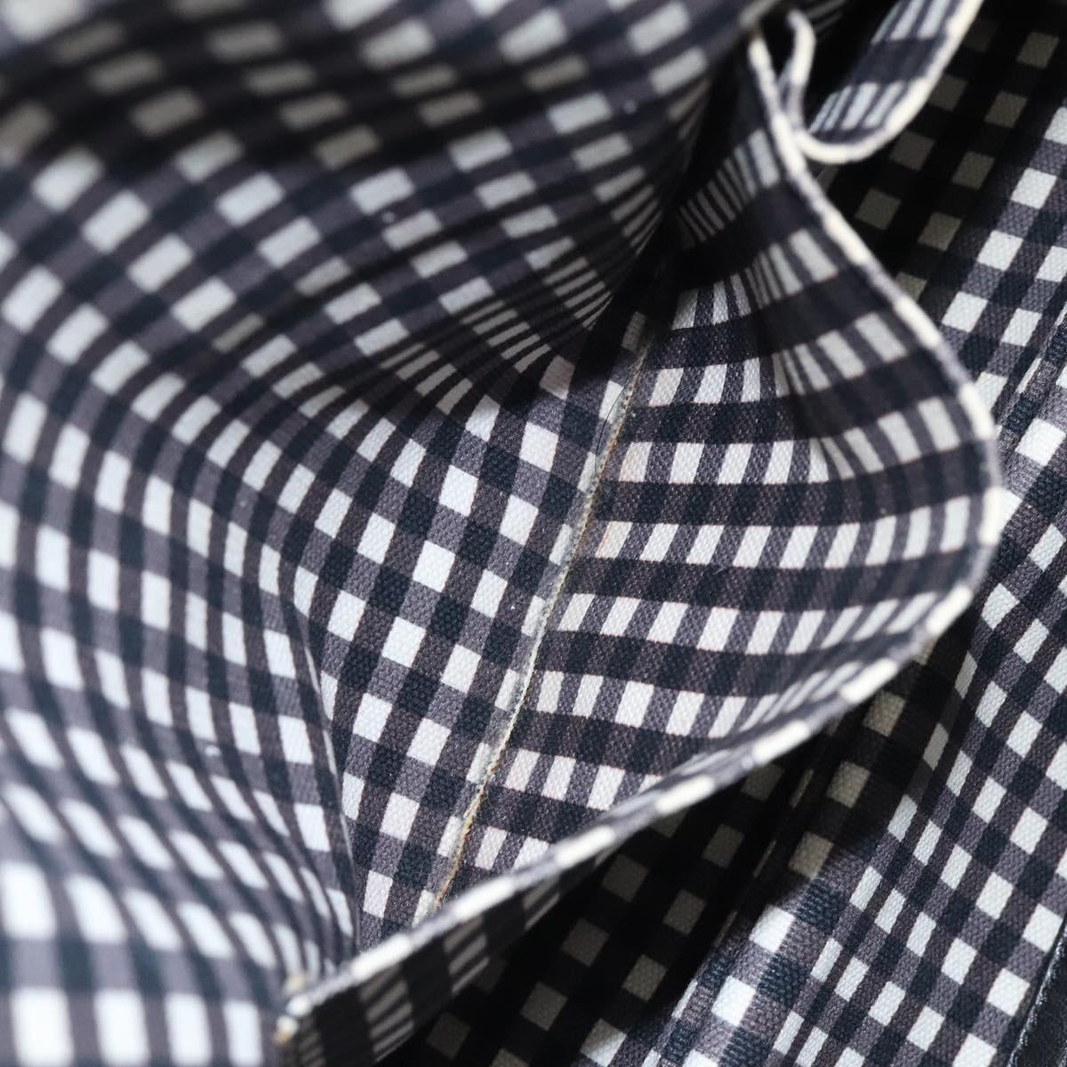 Chanel Top Handle Satchel Gingham Print Canvas, BLACK, CANVAS, Handbag