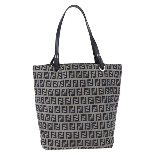 Fendi Shopping Tote Zucchino Canvas, NAVY, CANVAS, Tote bag