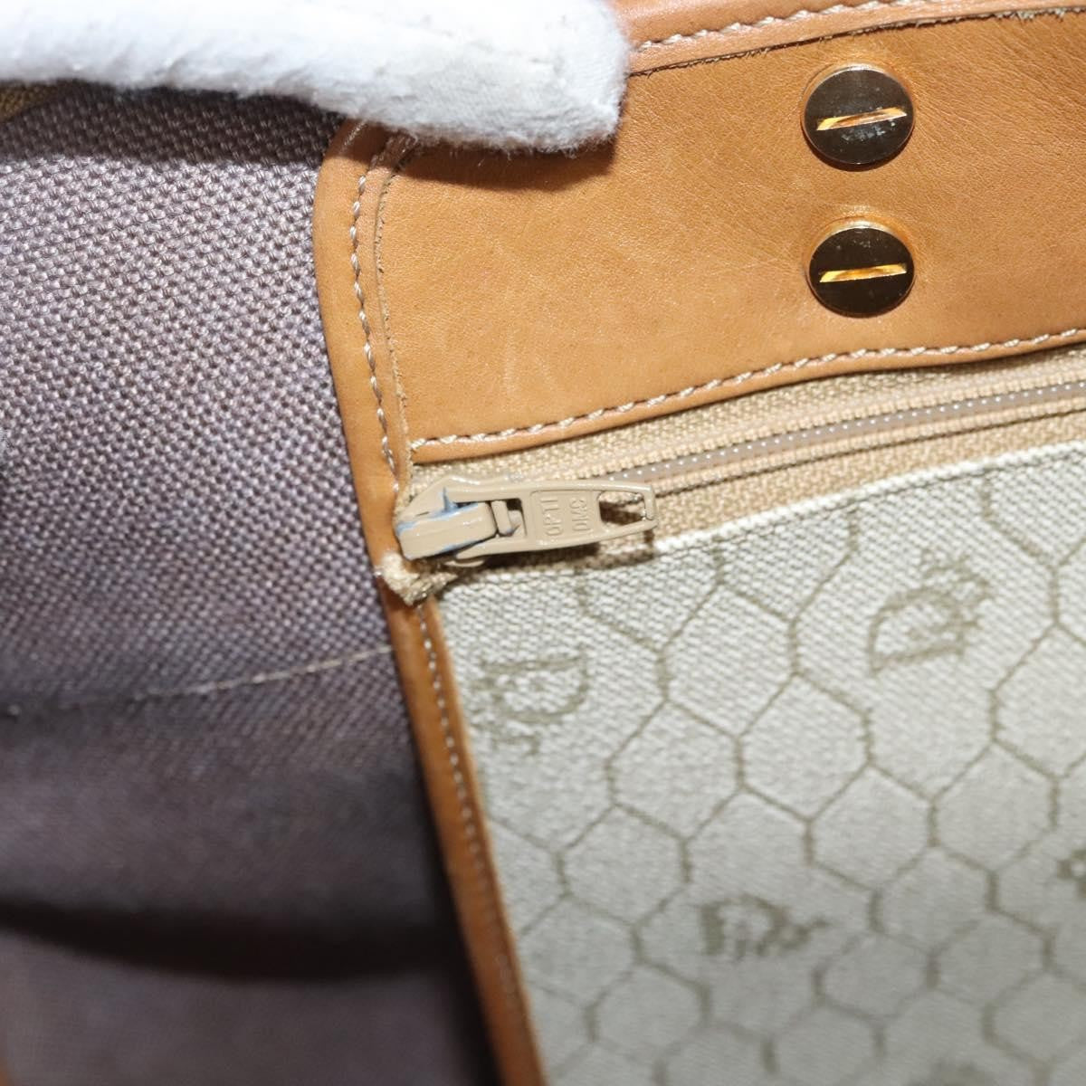 Christian Dior Vintage Honeycomb Tote Bag Canvas and Leather, BEIGE, CANVAS, Tote bag