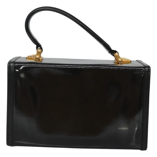 Versace Vintage Box Handle Bag Patent, BLACK, PATENT_LEATHER, Handbag