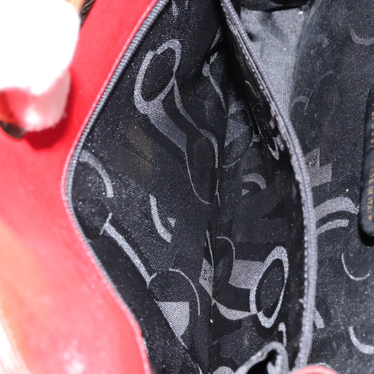 Salvatore Ferragamo Vintage Gancini Chain Shoulder Bag Leather, RED, LEATHER, Shoulder bag