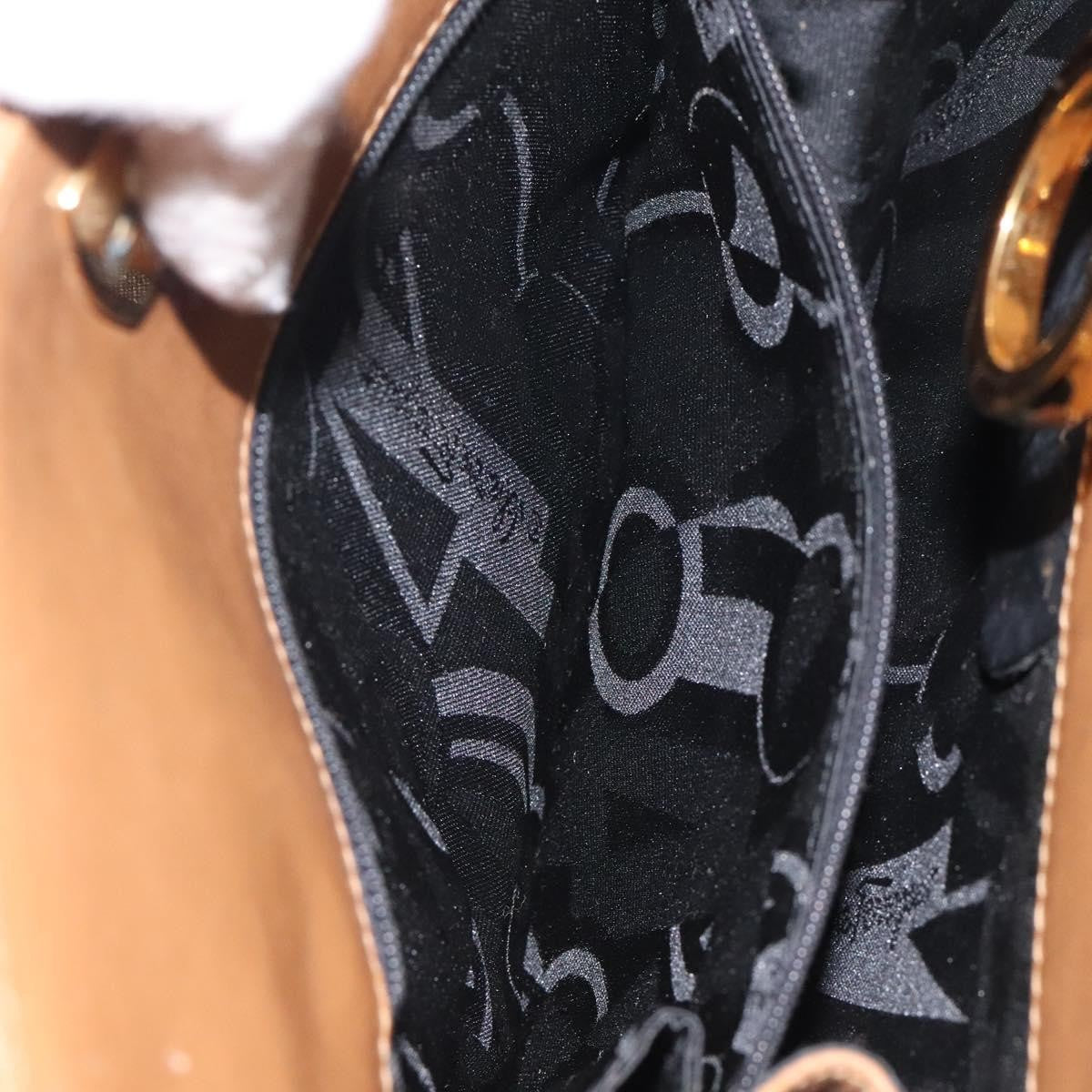 Salvatore Ferragamo Vintage Gancini Chain Shoulder Bag Leather, BROWN, LEATHER, Shoulder bag