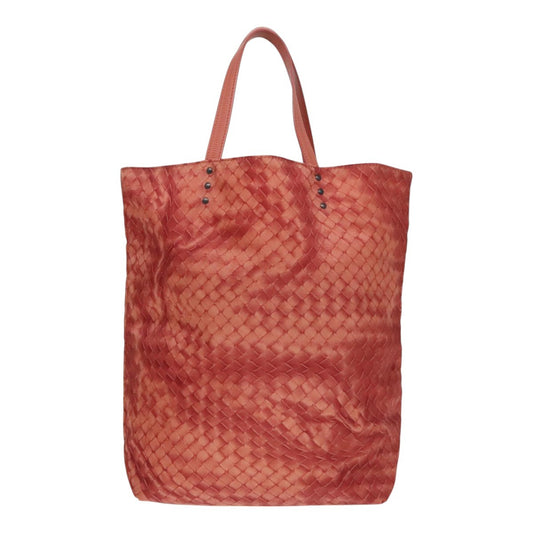 Bottega Veneta Intrecciolusion Tote Printed Nylon, ORANGE, NYLON, Tote bag