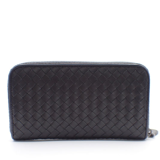 Bottega Veneta Intrecciato Long Zip Wallet Leather, Black, Leather, Wallet