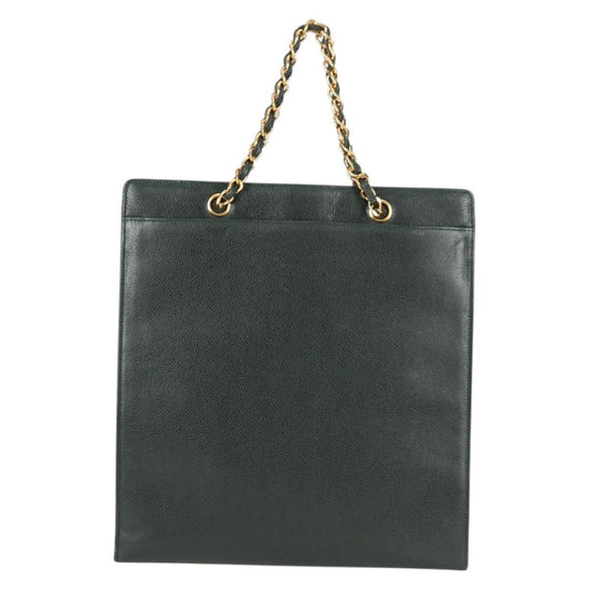 Chanel Vintage CC Lock Pocket Chain Tote Caviar, GREEN, LEATHER, Handbag