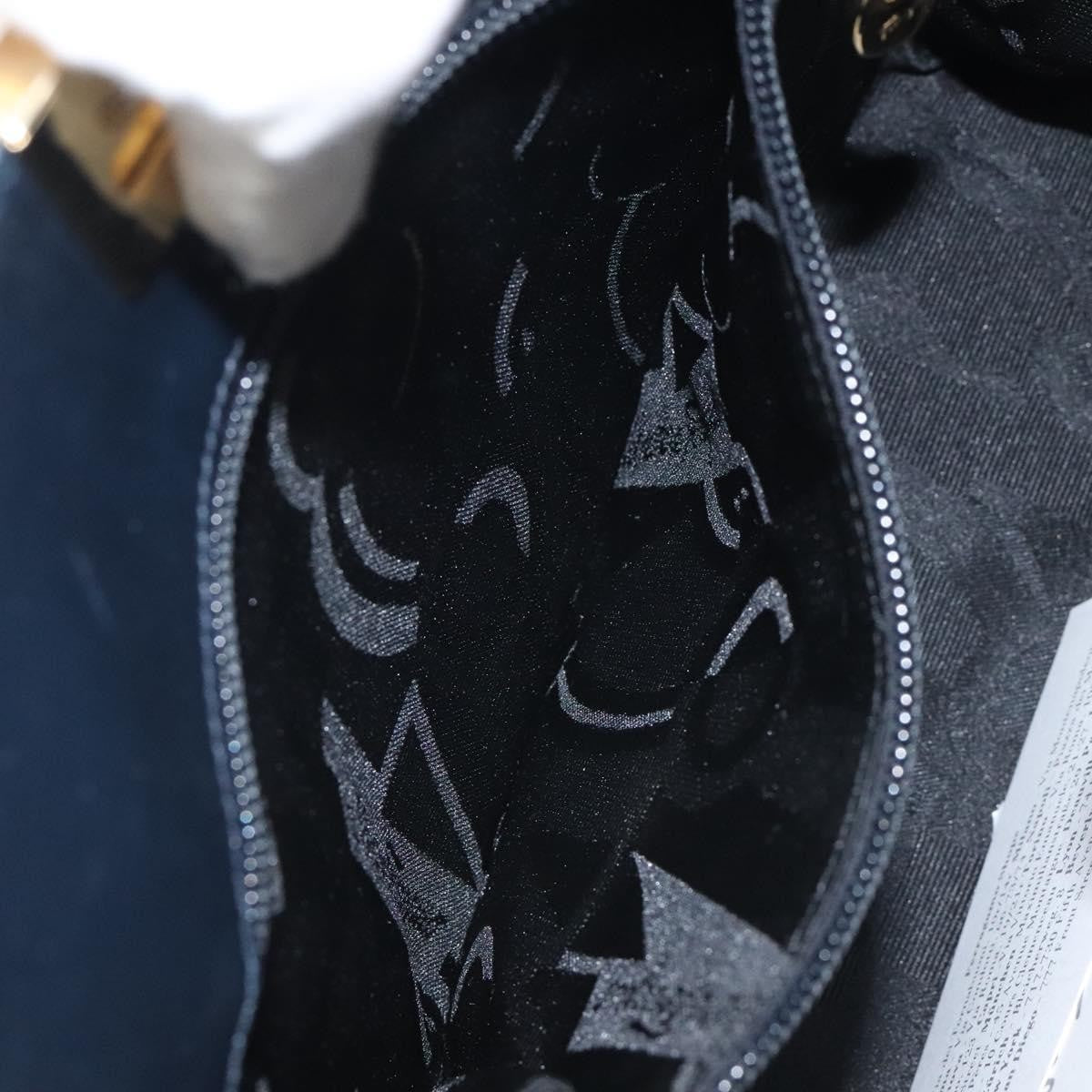 Salvatore Ferragamo Vintage Gancini Chain Shoulder Bag Leather, NAVY, LEATHER, Shoulder bag