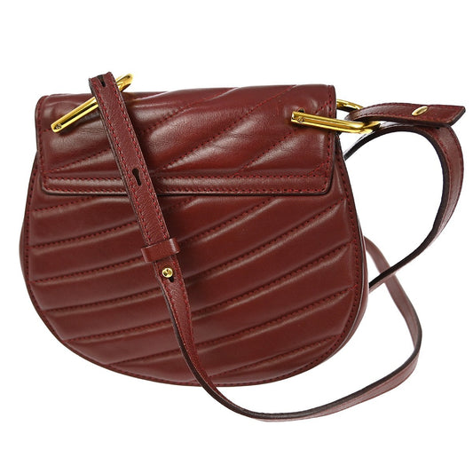Chloe Drew Bijou Crossbody Bag Quilted Leather, BURGUNDY, LEATHER, Shoulder bag