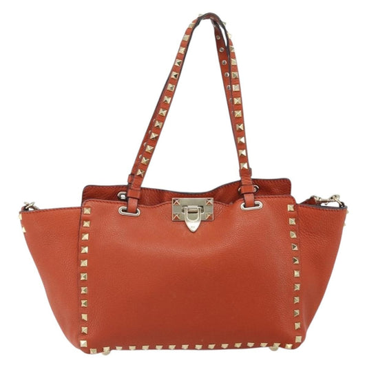 Valentino Garavani Rockstud Tote Soft Leather, ORANGE, LEATHER, Tote bag