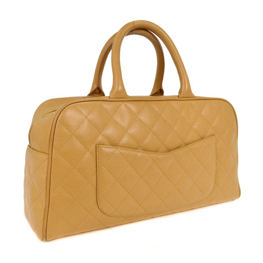Chanel Timeless CC Bowler Bag Quilted Caviar, BEIGE, LEATHER, Travel bag