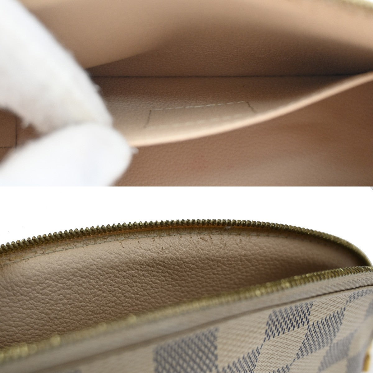 Louis Vuitton Cosmetic Pouch Damier, WHITE, CANVAS, Clutche & pouche