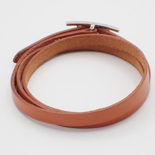Hermes Hapi 3 Bracelet Leather with Metal, BROWN, LEATHER, Bracelet