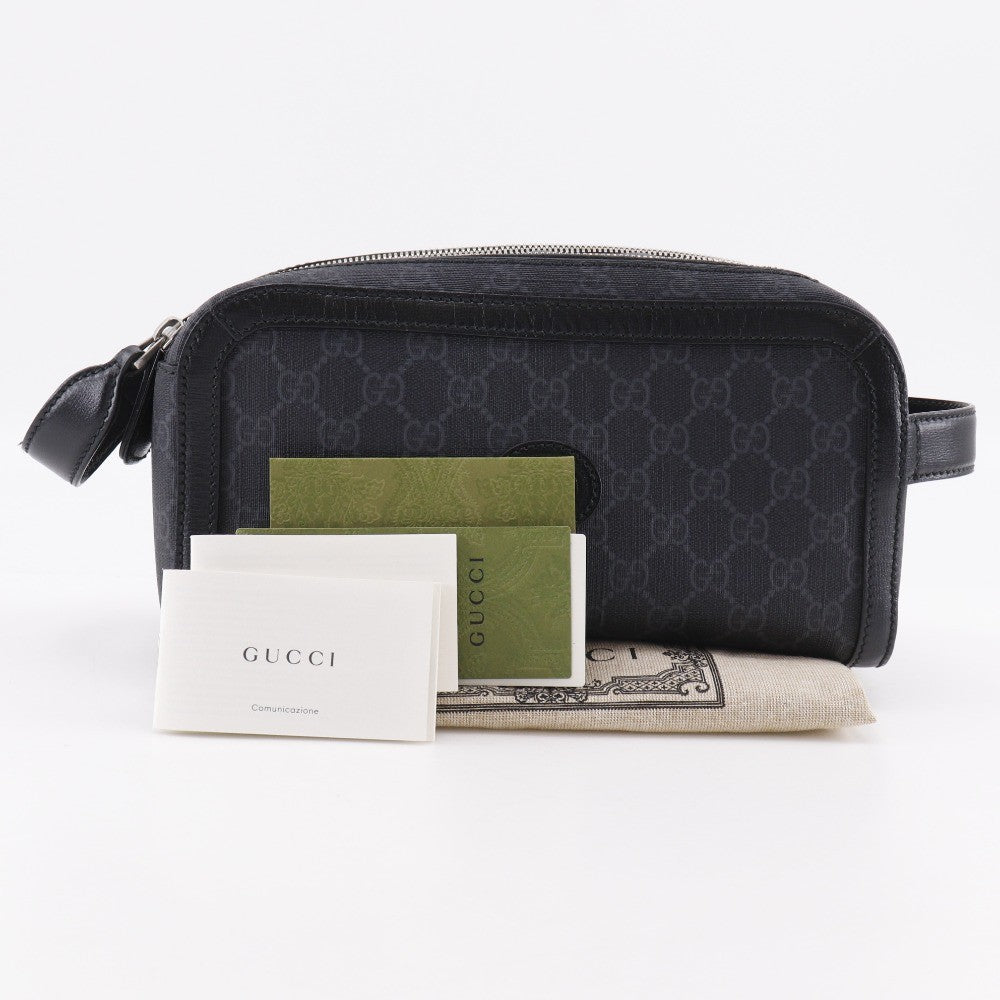 Gucci Interlocking G Patch Zip Around Crossbody Bag GG Supreme Canvas, BLACK, CANVAS, Crossbody bag