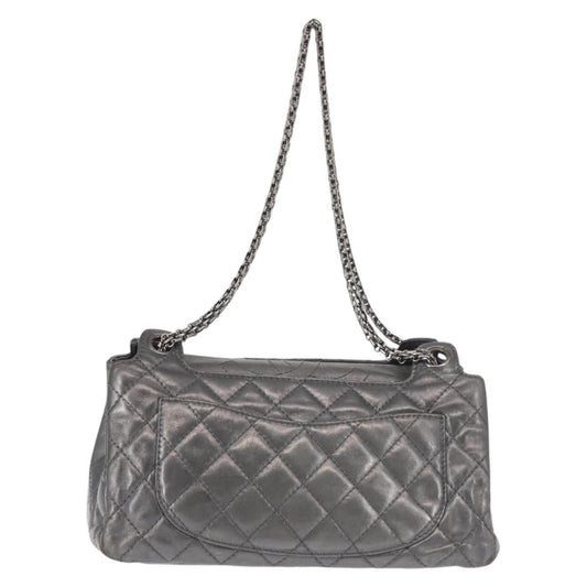 Chanel Reissue 2.55 Double Compartment Flap Bag Quilted Aged Calfskin, SILVER, LEATHER, Handbag