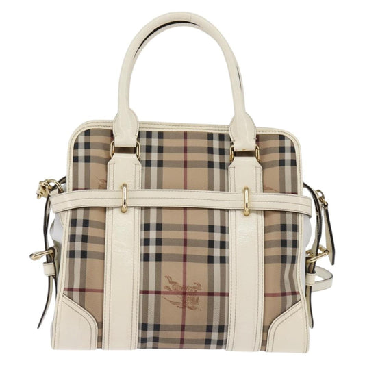 Burberry Minford Satchel Haymarket Coated Canvas, BEIGE, CANVAS, Tote bag