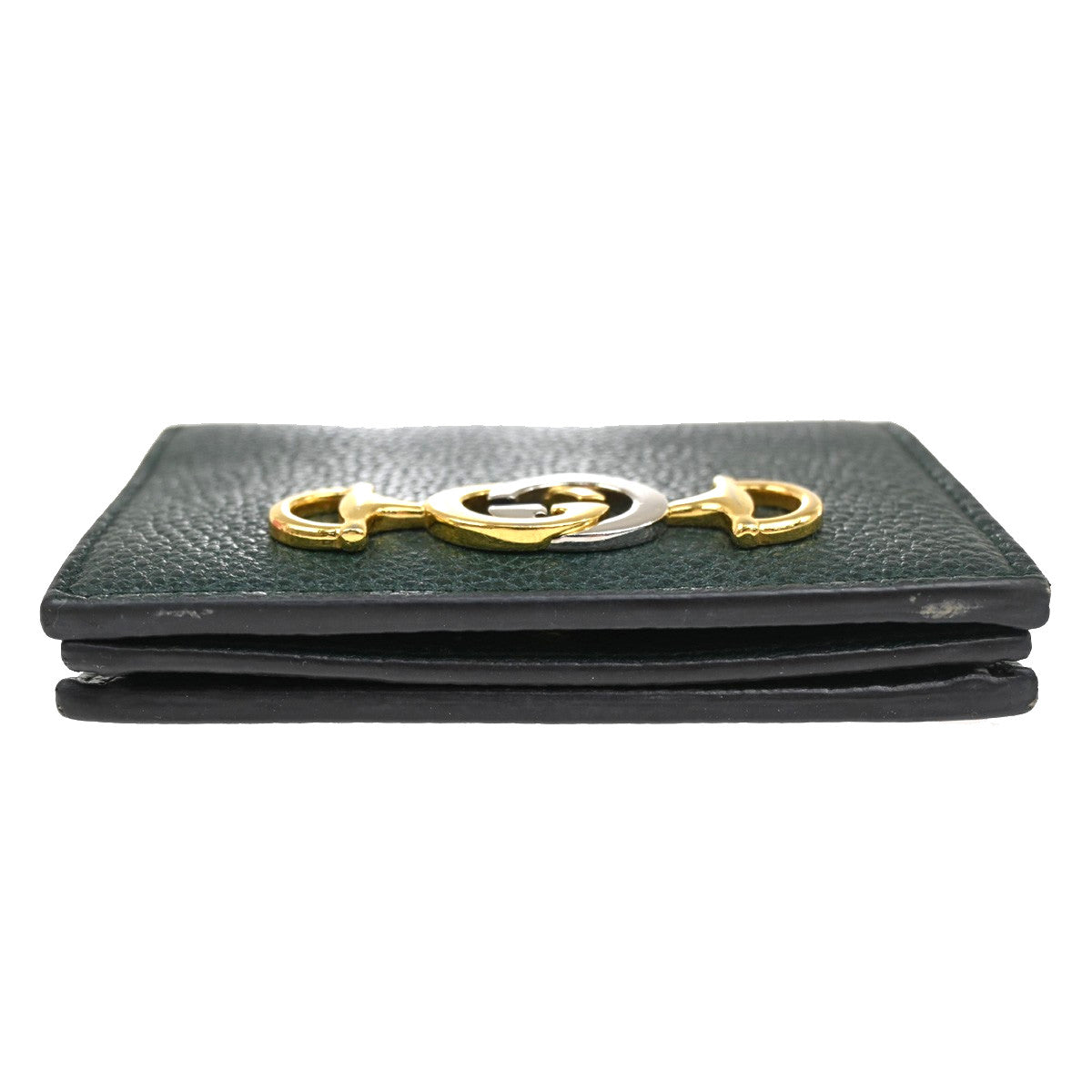 Gucci Zumi Chain Card Case Leather, GREEN, LEATHER, Wallets