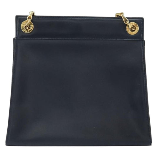 Celine Vintage Shoulder Bag Leather, NAVY, LEATHER, Shoulder bag
