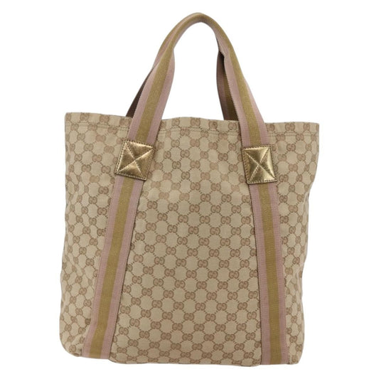 Gucci Original Web Tote GG Canvas, BEIGE, CANVAS, Tote bag