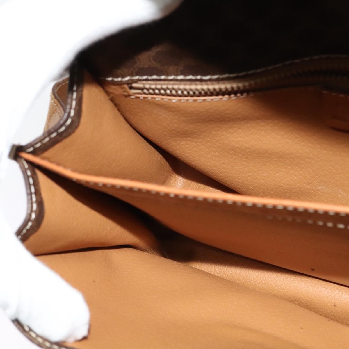 Celine Vintage Macadam Shoulder Bag Canvas and Leather, BROWN, CANVAS, Shoulder bag