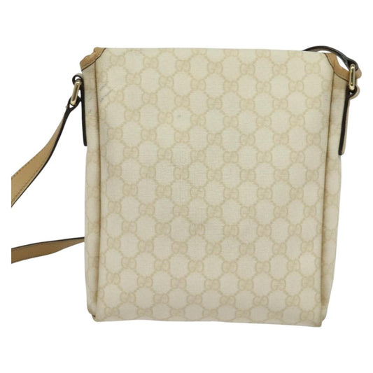Gucci Flap Messenger GG Coated Canvas, White, Canvas, Shoulder Bag