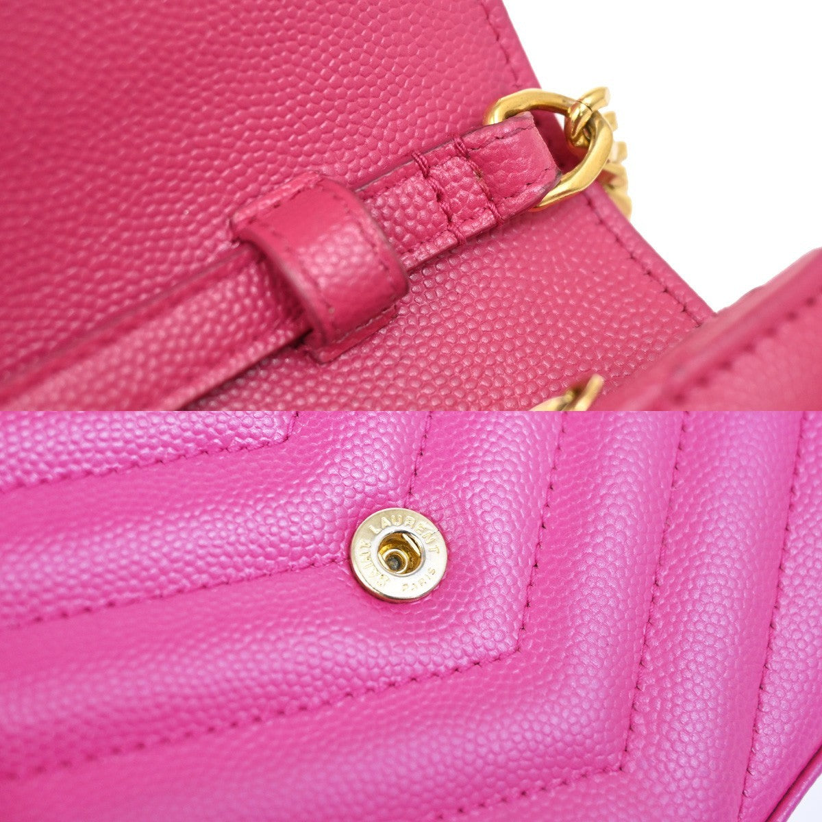 Saint Laurent Cassandra Wallet on Strap leather, PINK, LEATHER, Shoulder bag