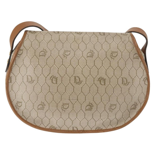 Christian Dior Vintage Honeycomb Flap Crossbody Bag Coated Canvas, BEIGE, CANVAS, Crossbody bag