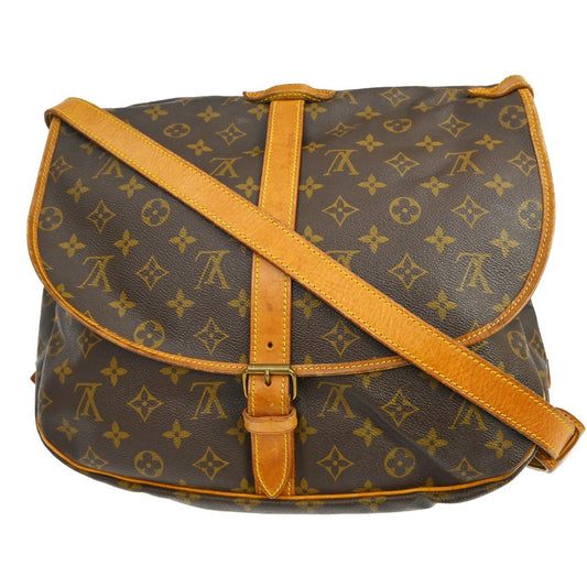 Louis Vuitton Saumur Handbag Monogram Canvas, Brown, Canvas, Shoulder Bag