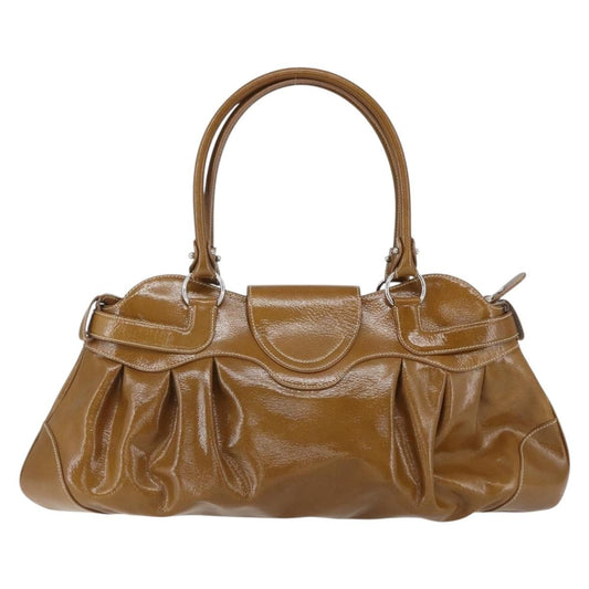 Salvatore Ferragamo Gancini handbag Patent leather, Brown, Patent Leather, Handbag