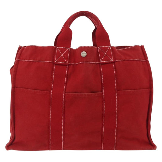 Hermes Fourre Tout Tote Toile, RED, CANVAS, Tote bag