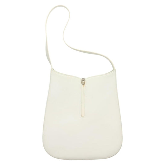 Salvatore Ferragamo Gancini Shoulder Bag Leather, WHITE, LEATHER, Shoulder bag