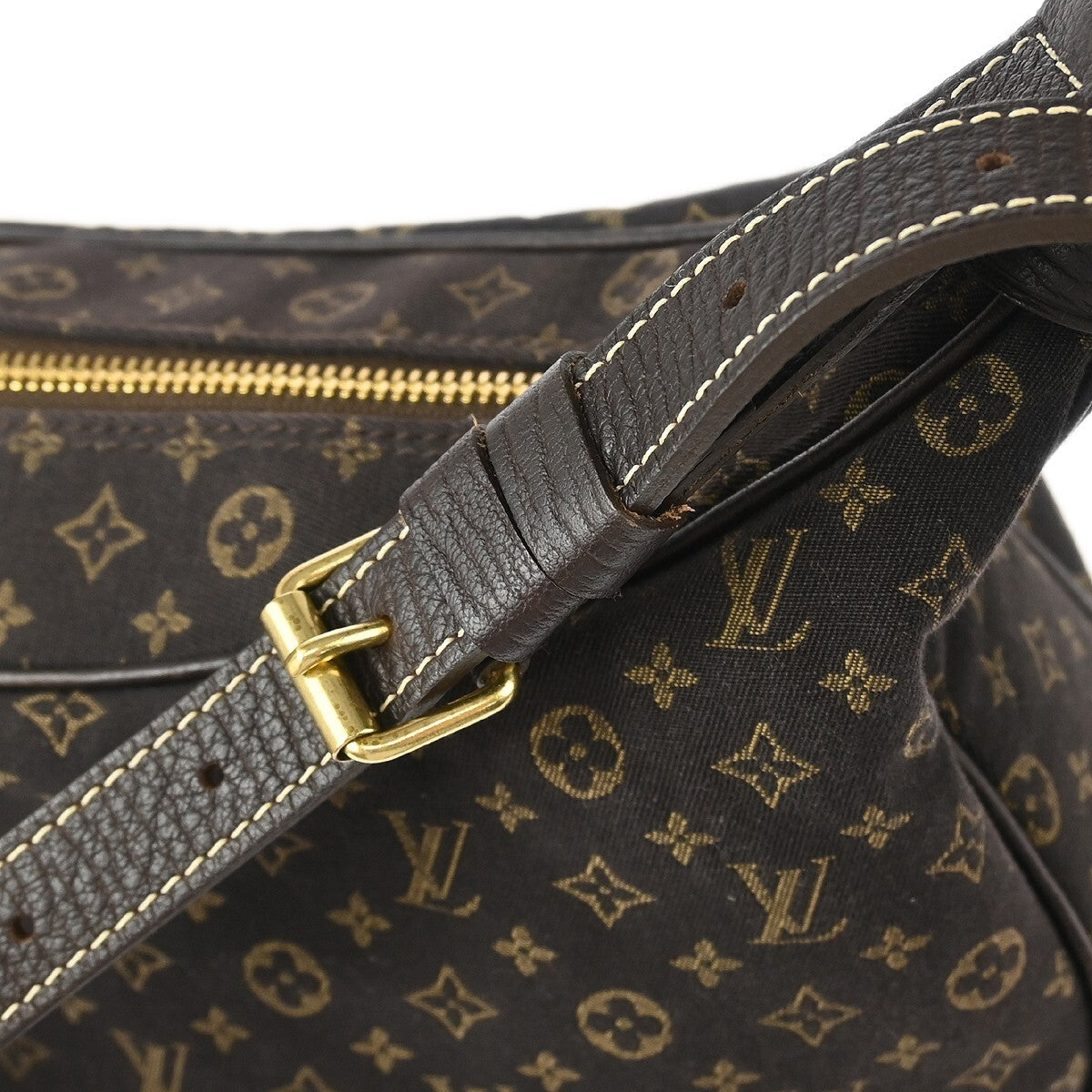 Louis Vuitton Boulogne Handbag Mini Lin, BROWN, CANVAS, Shoulder bag