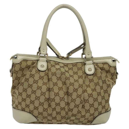 Gucci Sukey Top Handle Satchel GG Canvas with Leather, BEIGE, CANVAS, Tote bag
