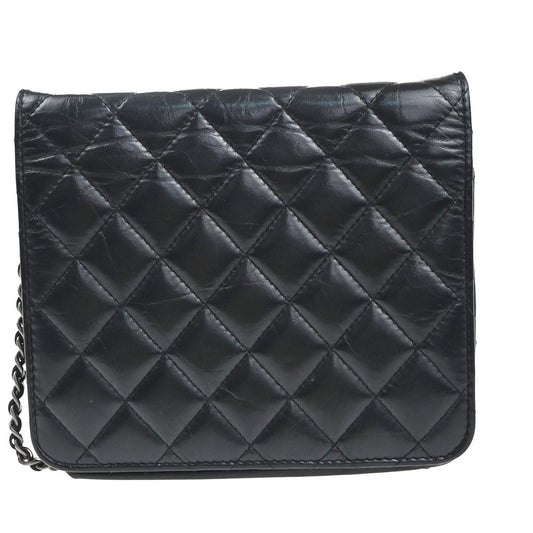 Chanel So Black Reissue 2.55 Wallet on Chain Quilted Aged Calfskin, BLACK, LEATHER, Shoulder bag