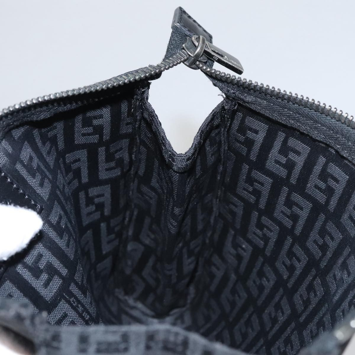 Fendi FF Logo Pouch Canvas, BLACK, CANVAS, Clutche & pouche