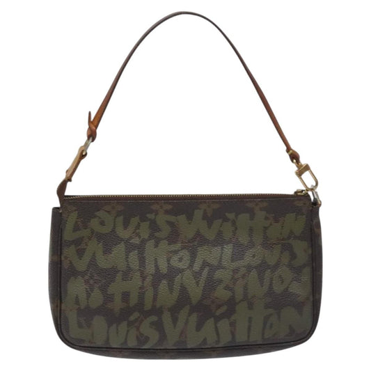 Louis Vuitton Pochette Accessoires Limited Edition Monogram Graffiti, KHAKI, CANVAS, Clutche & pouche