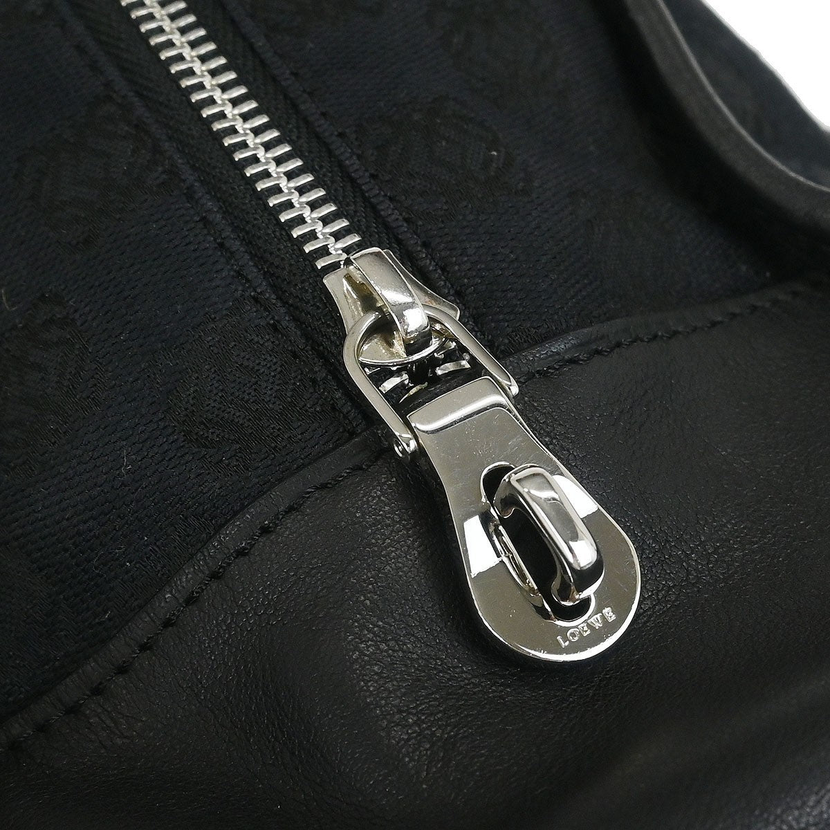 Loewe Amazona Bag Leather and Jacquard Canvas, BLACK, CANVAS, Handbag