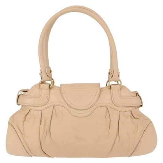 Salvatore Ferragamo Gancini handbag Leather, BEIGE, LEATHER, Handbag