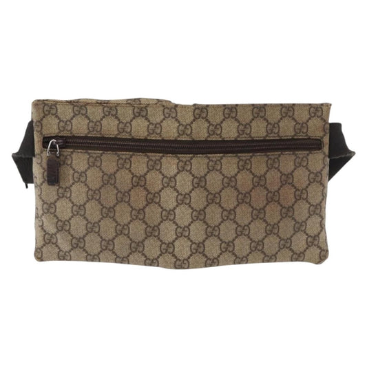 Gucci Vintage Double Belt Bag GG Canvas with Leather, BEIGE, CANVAS, Clutche & pouche