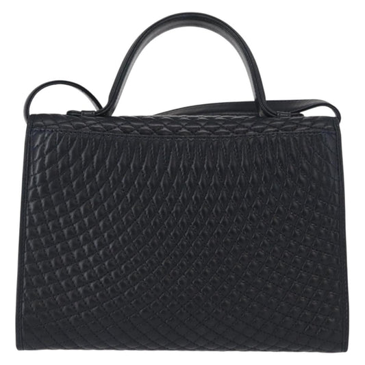 Bally Vintage Handbag Quilted Leather, NAVY, LEATHER, Handbag