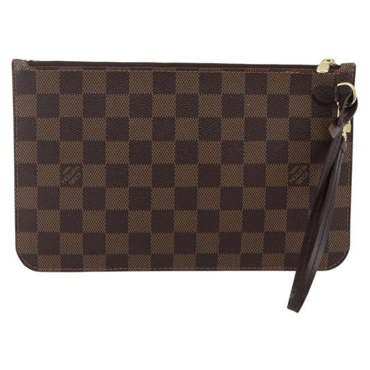 Louis Vuitton Neverfull Pochette Damier, BROWN, CANVAS, Clutche & pouche