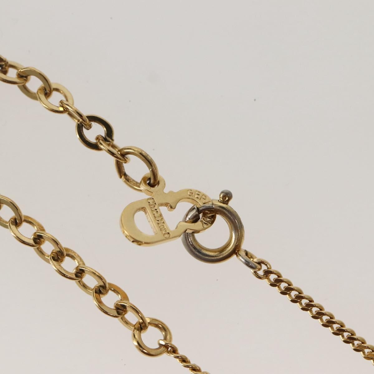 Christian Dior CD Pendant Necklace Metal and Crystals, GOLD, METAL, Necklace