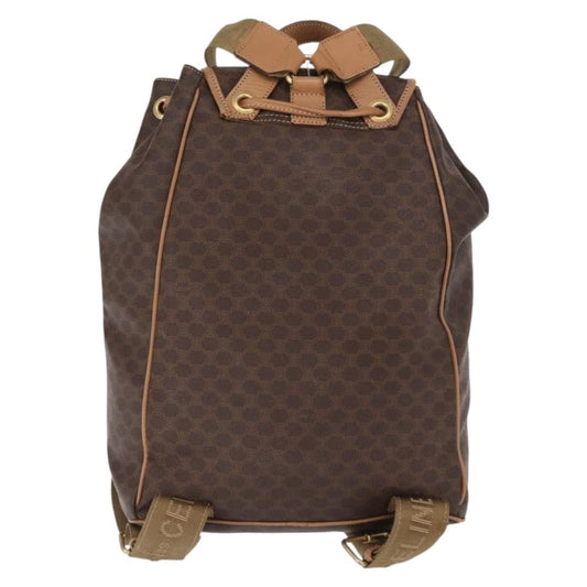 Celine Vintage Macadam Backpack Canvas and Leather, BROWN, CANVAS, Backpack