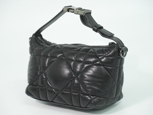 Christian Dior DiorTravel Nomad Pouch Macrocannage Quilt Calfskin, Black, Leather, Clutch