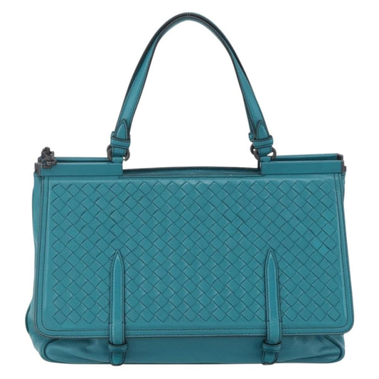 Bottega Veneta Monaco Convertible Satchel Leather with Intrecciato Detail, TURQUOISE, LEATHER, Handbag