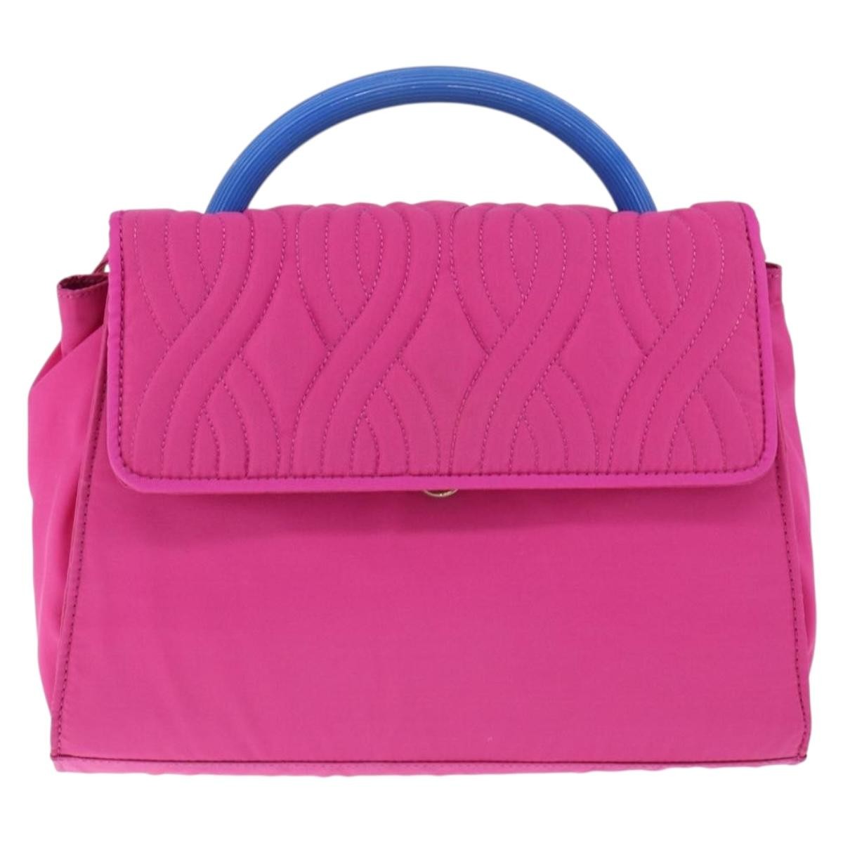 Fendi Top Handle Flap Bag Nylon, PINK, NYLON, Handbag