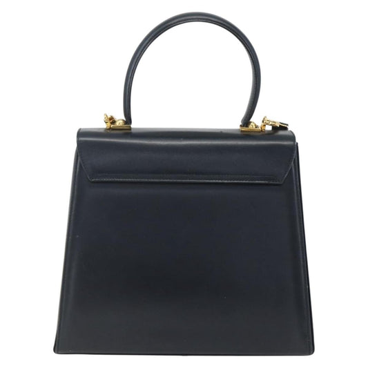 Salvatore Ferragamo Gancini Convertible Top Handle Bag Leather, NAVY, LEATHER, Handbag