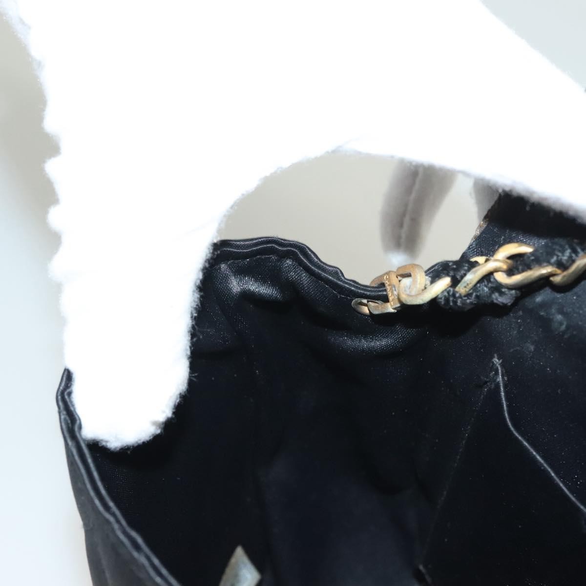 Chanel Vintage Half Moon Chain Bag Quilted Satin with Braided Detail, BLACK, SATIN, Handbag