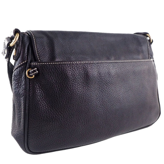 Celine Vintage Shoulder Bag Leather, BLACK, CALFSKIN, Shoulder bag