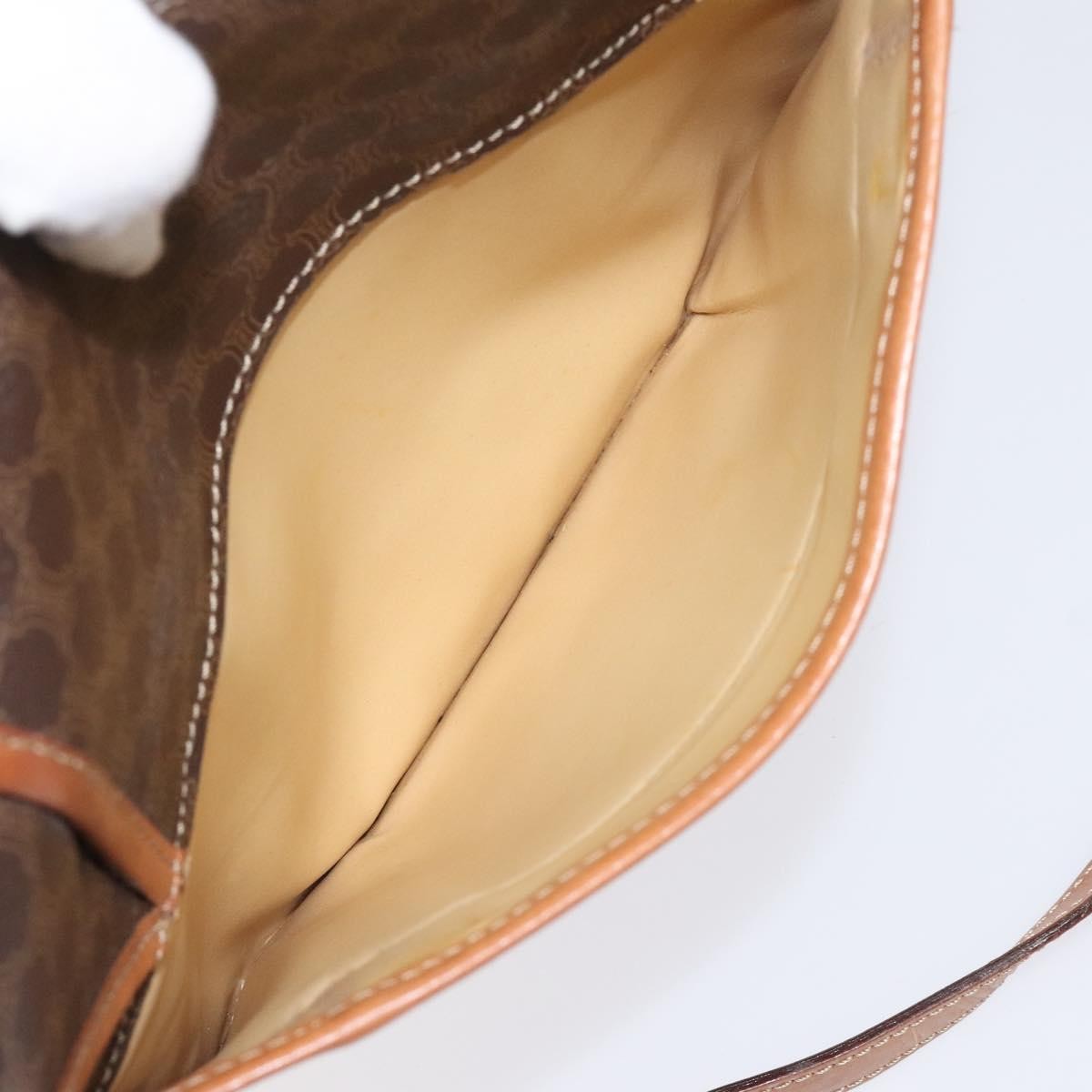 Celine Vintage Macadam Shoulder Bag Canvas and Leather, BROWN, CANVAS, Shoulder bag