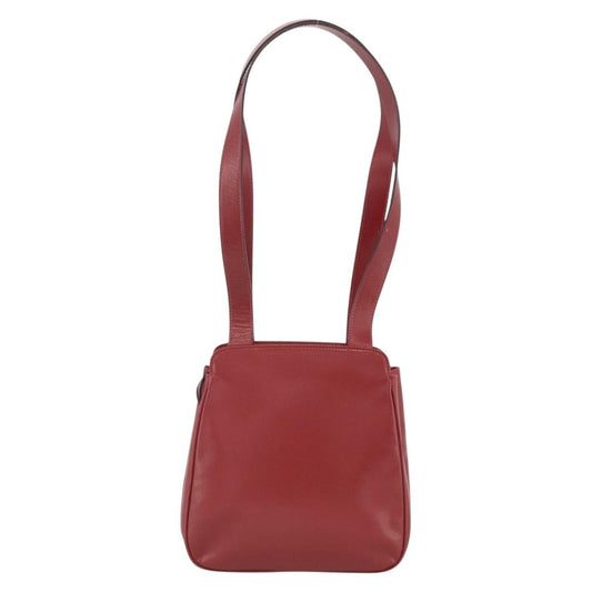 Celine Circle logo Leather, Burgundy, Leather, Tote Bag